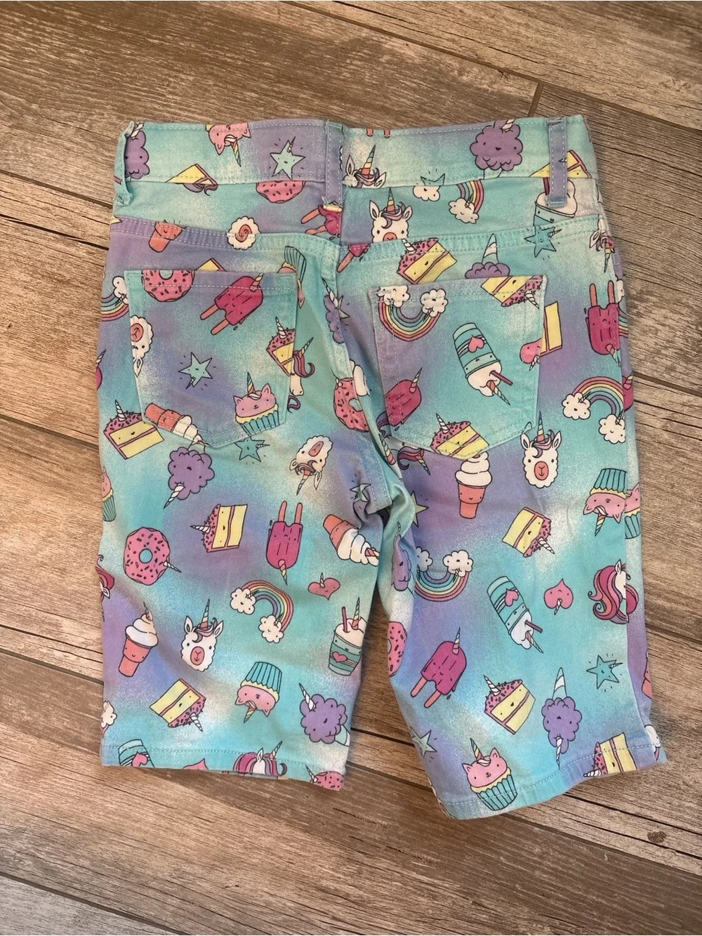 Place Aqua Pastel Unicorn & Sweets Print Kids Shorts